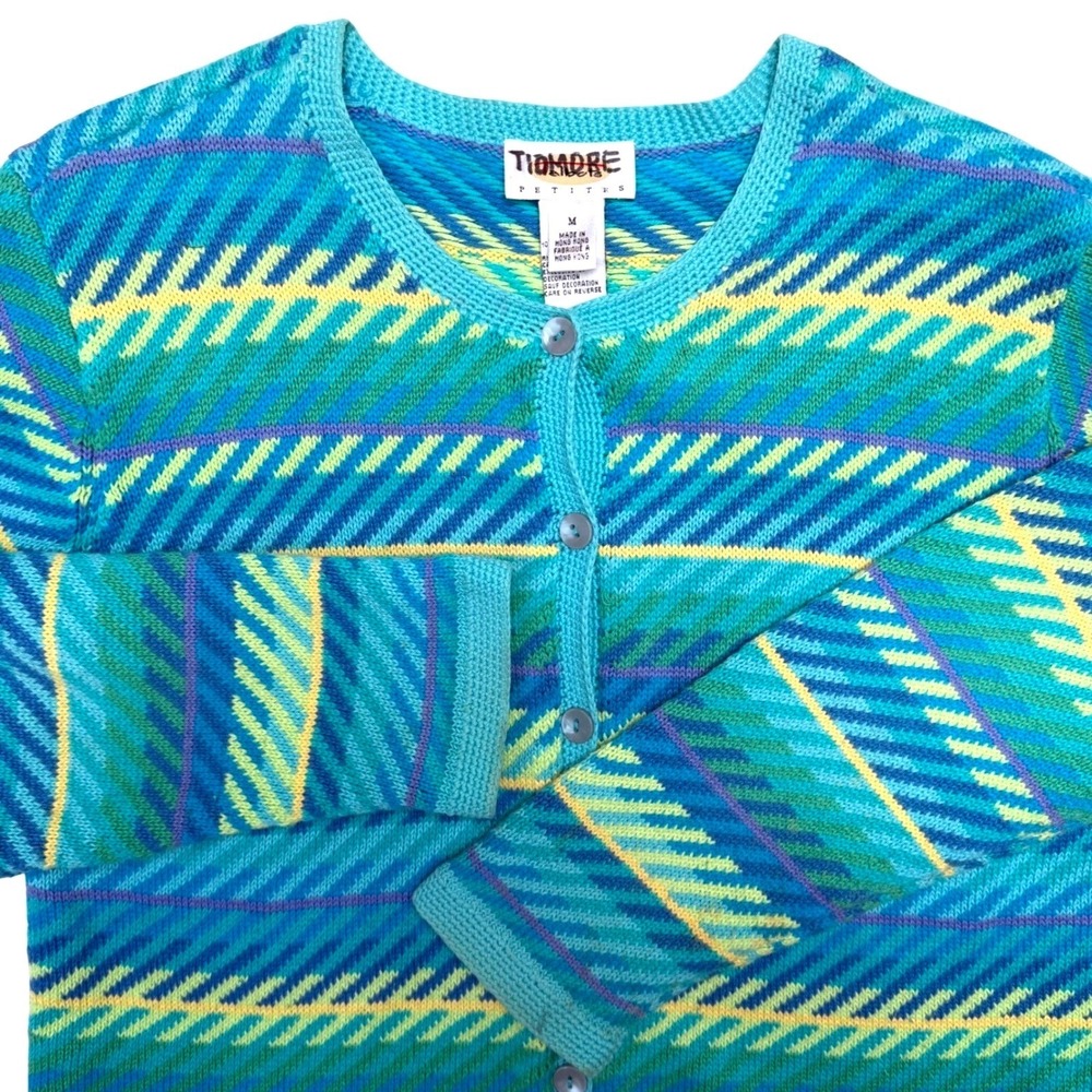 Vintage Talbots ‎ Cotton Pastel Stripe Cardigan Medium Gilmore Girls Coastal